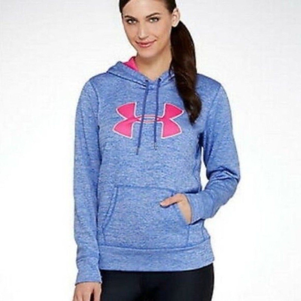 Under Armour Women's Heather Blue & Pink Water Resistant Hoodie Outdoor Gym Hike